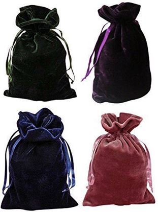 Picture of HUJI Tarot Bags Velvet Bundle of 4: Hunter Green, Navy Blue, Rose and Purple 6" X 9" - PM16003