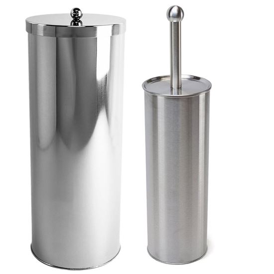 Huji Home Products. Stainless Steel Toilet Paper Canister and Toilet Brush  Case Holder Set - HJ369
