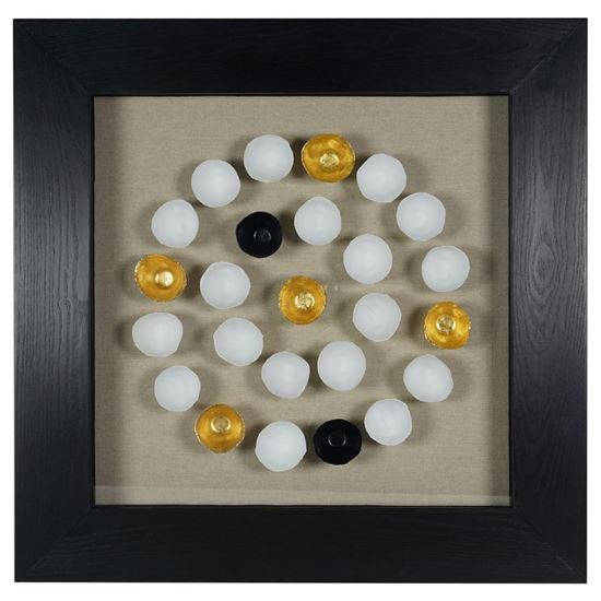 Huji Home Products. White Clay Beads Shadow Box Wall Décor (MS56035A)  23.62 L x 23.62 H