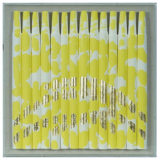 Huji Home Products. Color Splash on Xuan Paper Shadow Box Wall Décor  (Yellow) (MS55125C) 19.69 L x 19.69 H